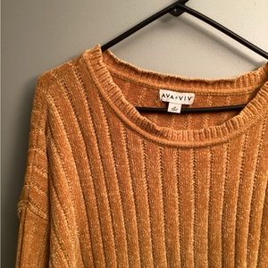 Ava & Viv mustard yellow chenille sweater. Size 4x.